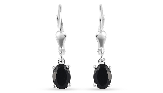 Black Gemstone Dangling Earrings at Discount Experts