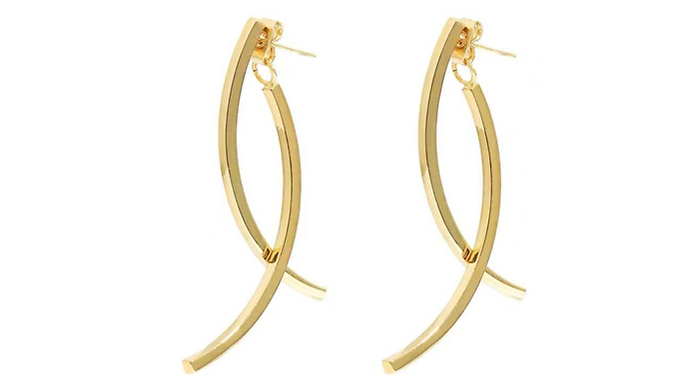 Wind Design Gold Steel Earrings from Discount Experts