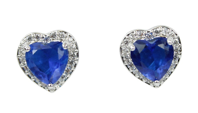 Created Diamond White Gold Finish Heart Earrings - 2 Colours at Discount Experts