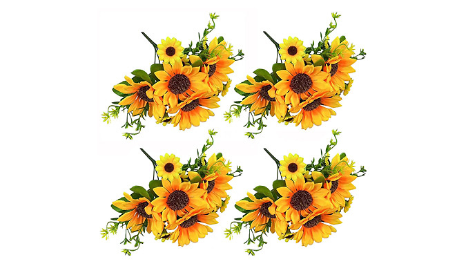 1, 2, or 4 Artificial Silk Sunflower Bouquets at Discount Experts
