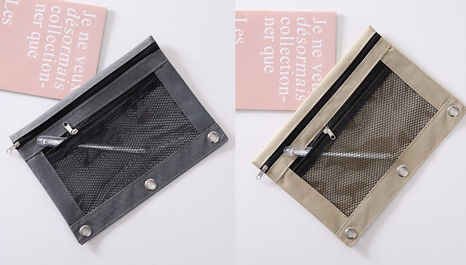 3-Ring Pen Pencil Case Pouch - 10 Colours from Discount Experts