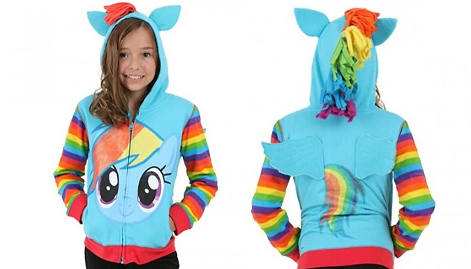 Children’s Rainbow Pony Hoodie – 3 Colours & 6 Sizes Deal Price £12.99
