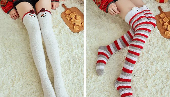 Over the Knee Christmas Socks - 5 Colours from Discount Experts