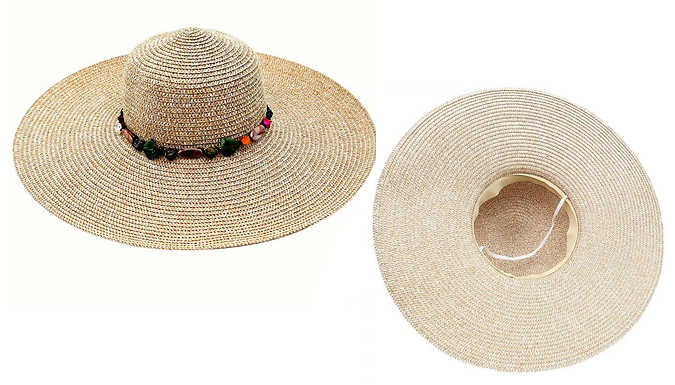 Women’s Wide Foldable Straw Sun Hat – 4 Colours Deal Price £9.99