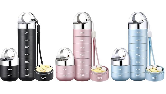 Portable Aluminium Weekly Pill Organiser - 3 Colours at Discount Experts