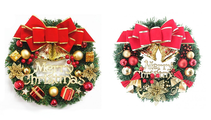 1 or 2 Christmas Wreath Decorations - 4 Designs from Discount Experts