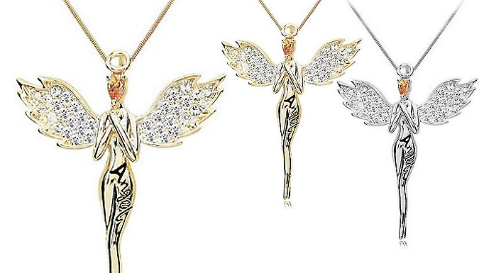 guardian angel necklace with crystals from swarovski