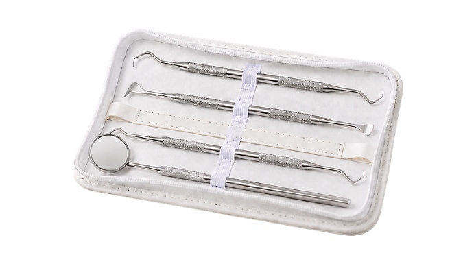 Glamza 4-Piece Dental Kit With Leather Carry Case