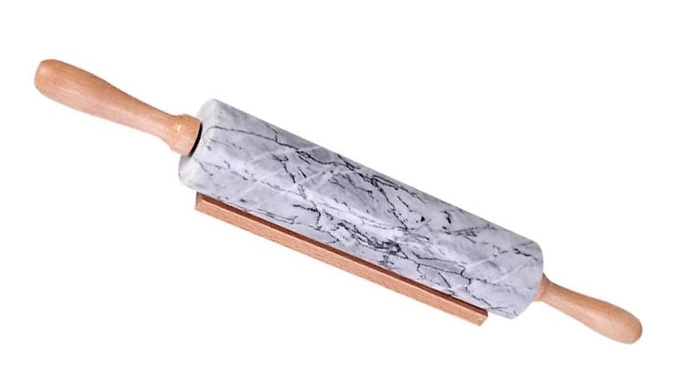 Wooden Handle Marble Rolling Pin with Stand from Discount Experts
