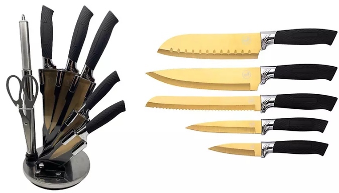 5-Piece Kitchen Knife Set With Optional Stand - 3 Colours from Discount Experts