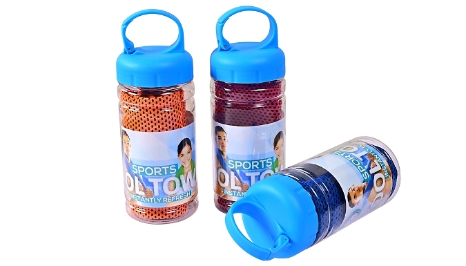 1, 2 or 4-Pack of Ice Towel & Portable Cup Sets - 4 Colours. from Discount Experts