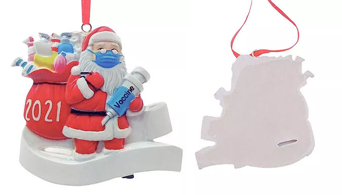 Santa Wearing a Mask 2021 Christmas Tree Decoration from Discount Experts