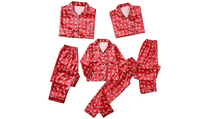Family Matching Satin Christmas Pyjamas - 3 Designs, 12 Sizes at Discount Experts