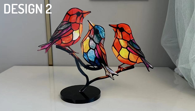 Bird Stained-Glass Pendant Ornaments - 5 Colours from Discount Experts