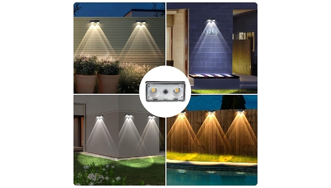 1, 2 or 4 Stainless Steel Solar Outdoor Waterproof Wall Lights - 3 Colours. at Discount Experts