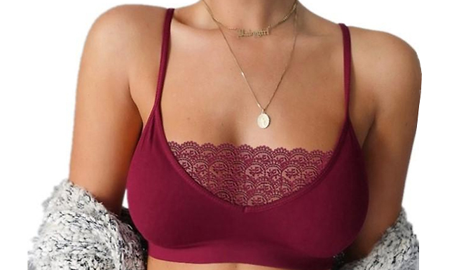 1, 3 or 5 Lace-Panel Comfortable Bralettes - 2 Colours & 4 Sizes at Discount Experts