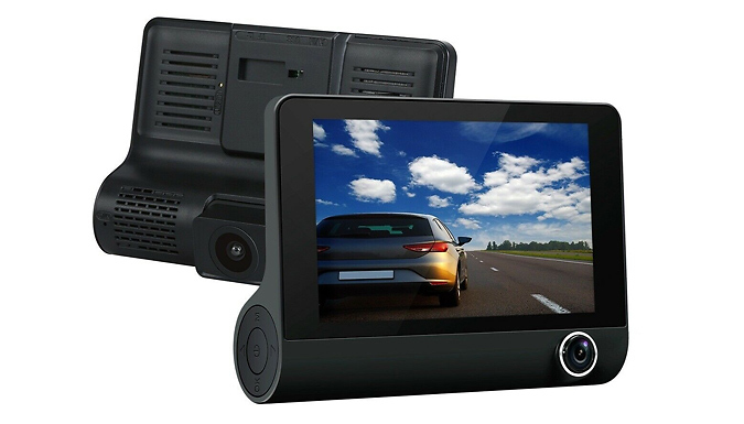 Triple Vision DVR Dash Cam - Front, Rear & Interior lenses from Discount Experts