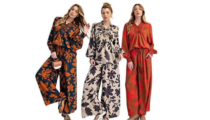 Women's Floral Print Co-ord Set - 3 Colours & 5 Sizes at Discount Experts