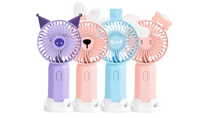 USB Cartoon Handheld Mini Fan - 4 Colours at Discount Experts