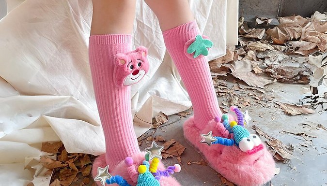 3D Kids Strawberry Cartoon Socks - 4 Colours from Discount Experts