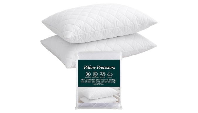Quilted Zipped Pillow Protectors - 2, 4 or 6 Pack. from Discount Experts