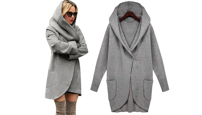 Lightweight Hooded Wrap Over Coat - 4 Sizes & 3 Colours at Discount Experts