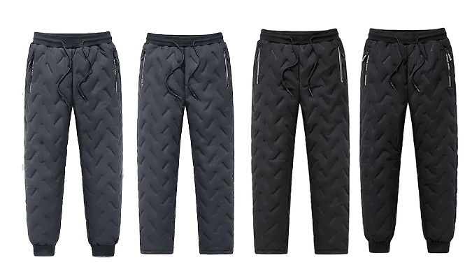 Men's Winter Zip-Pocket Fleece-Lined Trousers - 2 Styles, 2 Colours, 5 Sizes from Discount Experts