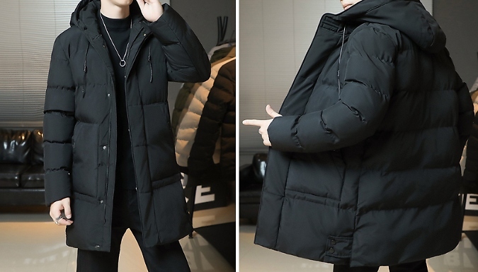 Men's Winter Warm Mid-Length Coat - 3 Colours, 5 Sizes. at Discount Experts