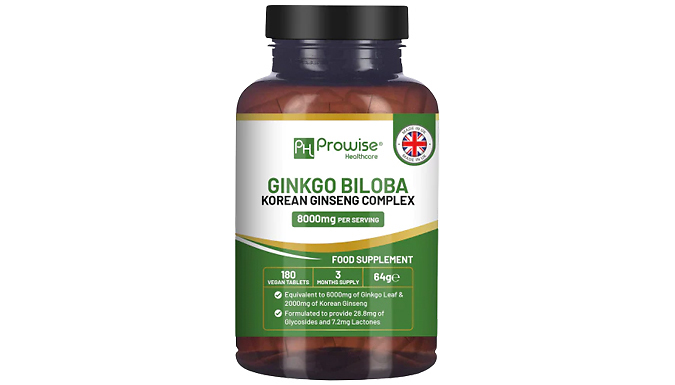 Ginkgo Biloba & Korean Ginseng 8000mg Tablets - 3-Month Supply. at Discount Experts