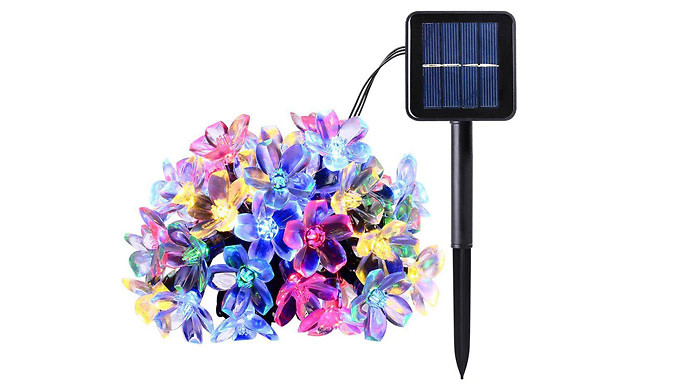5, 7 or 12m LED Solar Blossom String Lights – 20, 50 or 100 LED & 3 Colours Deal Price £6.99