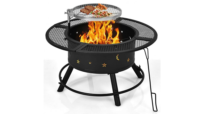 Garden Fire Pit with Removable BBQ and Log Gate Garden Fire Pit with Removable BBQ and Log Gate