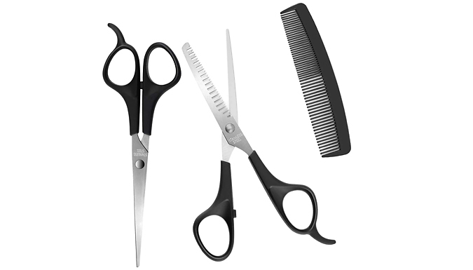 3-Piece Generise Grooming Set - Cutting Scissors, Thinning Scissors and Comb from Discount Experts