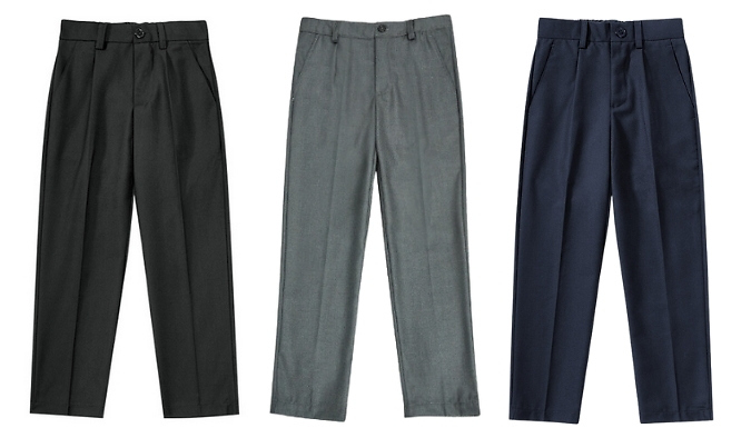 Smart Classic Boys School Trousers - 3 Colours, 8 Sizes. from Discount Experts