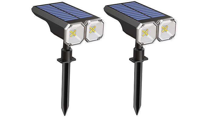 2-in-1 Double LED Solar Garden Spotlight - 3 Colours at Discount Experts
