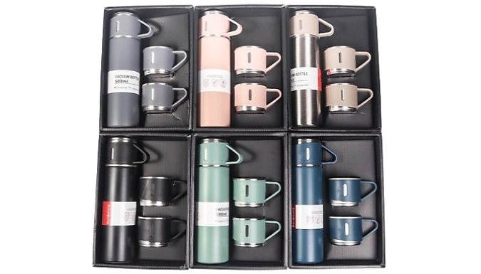 500ml Stainless Steel Vacuum-Insulated Flask Set - 6 Colours from Discount Experts