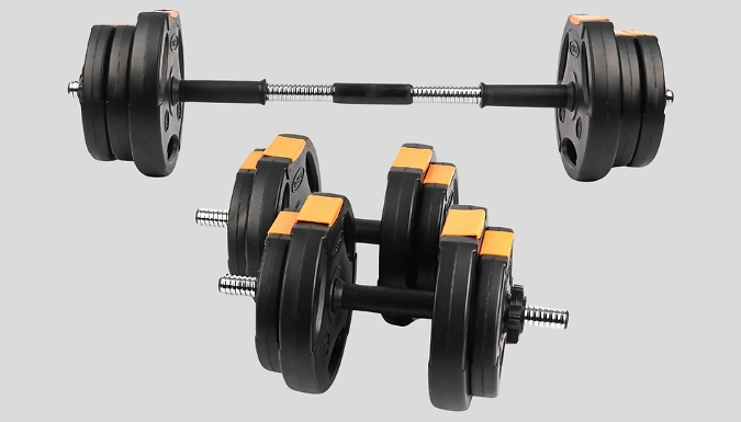 2-in-1 Adjustable 15kg Dumbbell Weights Set at Discount Experts