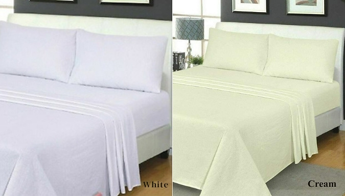 Flannelette 100% Brushed Cotton Sheet Set - 19 Colours & 5 Sizes