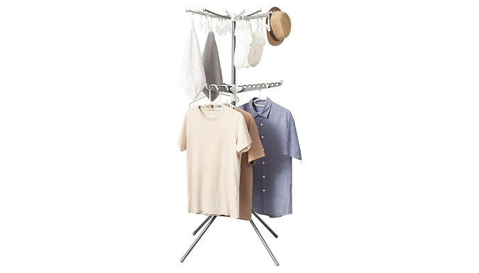 2 Tier Clothes Drying Airer with Rotatable Arms from Discount Experts