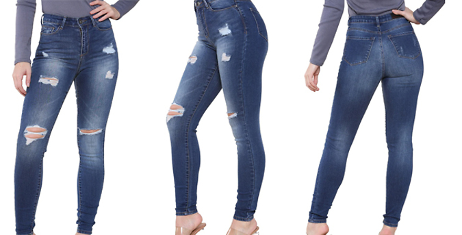 Skinny Ripped Denim Jeans - 3 Colours, 7 Sizes at Discount Experts