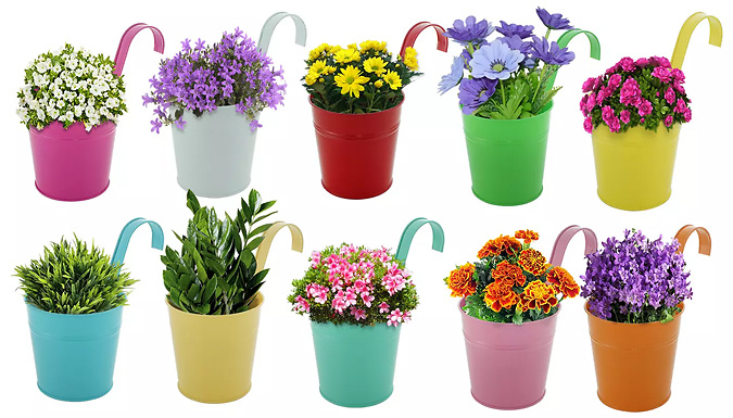 10 or 20 Pack of Colourful Hanging Flower Pots Deal Price £12.99