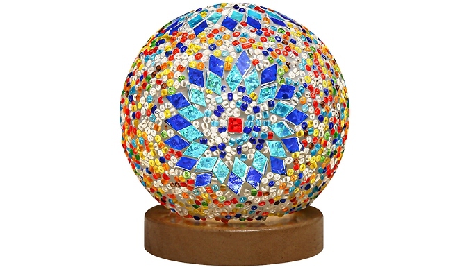 Mosaic-Style Lamp with Wooden Base - 4 Colours from Discount Experts