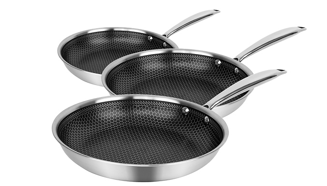 Stainless Steel Honeycomb Non-Stick Frying Pan at Discount Experts
