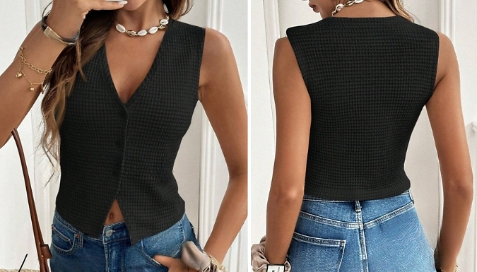Women's V-Neck Striped Vest - 6 Colours, 4 Sizes. from Discount Experts