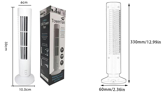 Bladeless USB Oscillating Tower Fan – 2 Colours Deal Price £12.99