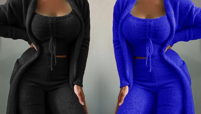 3-Piece Fleece Lounge Set - 8 Colours, 4 Sizes at Discount Experts