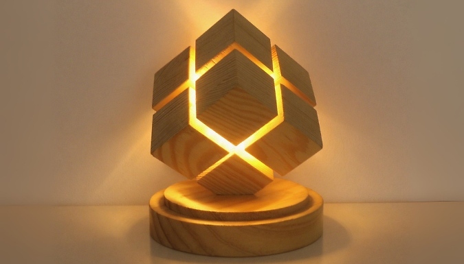 LED Wooden Cube Night Light from Discount Experts