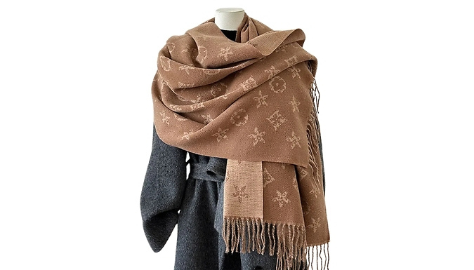 Double-Sided Jacquard Tassel Scarf - 8 Colours at Discount Experts