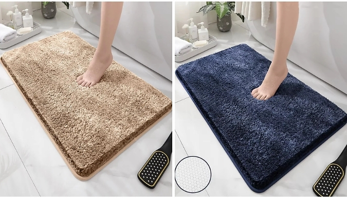 Plush Anti-Slip Bathroom Floor Mat - 4 Colours from Discount Experts