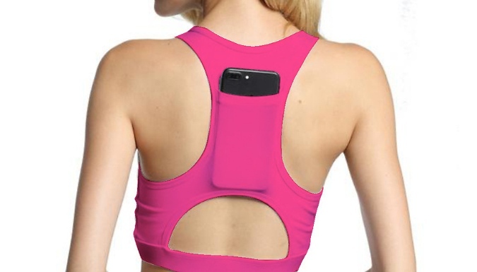 Women's Sports Bra with Back Pocket - 7 Colours & 4 Sizes at Discount Experts