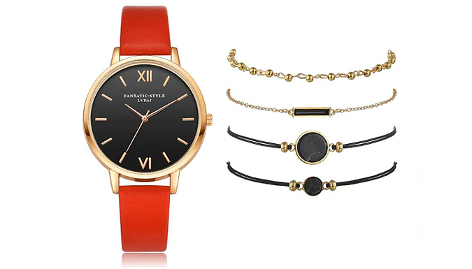 5-Piece Woman's Quartz Wristwatch Set - 5 Colours from Discount Experts